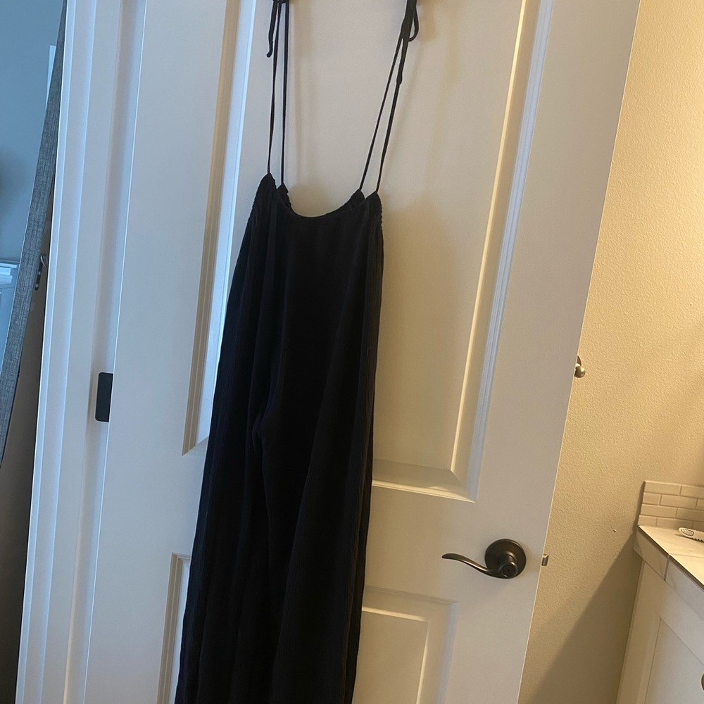 Vicki Madison woven tie overalls size medium in black